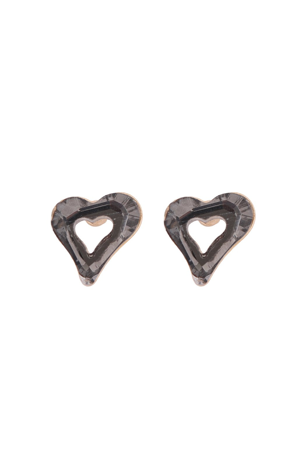 Glass Open Heart Post Stud Earrings - 5 COLORS