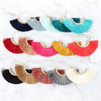 Thumbnail for Fan Tassel Hoop Earring - 15 COLORS -