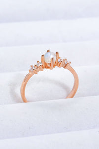 Thumbnail for Natural Moonstone and Zircon 18K Rose Gold-Plated Ring - T - SIZES 6 THRU 9 - 1 FINISH -