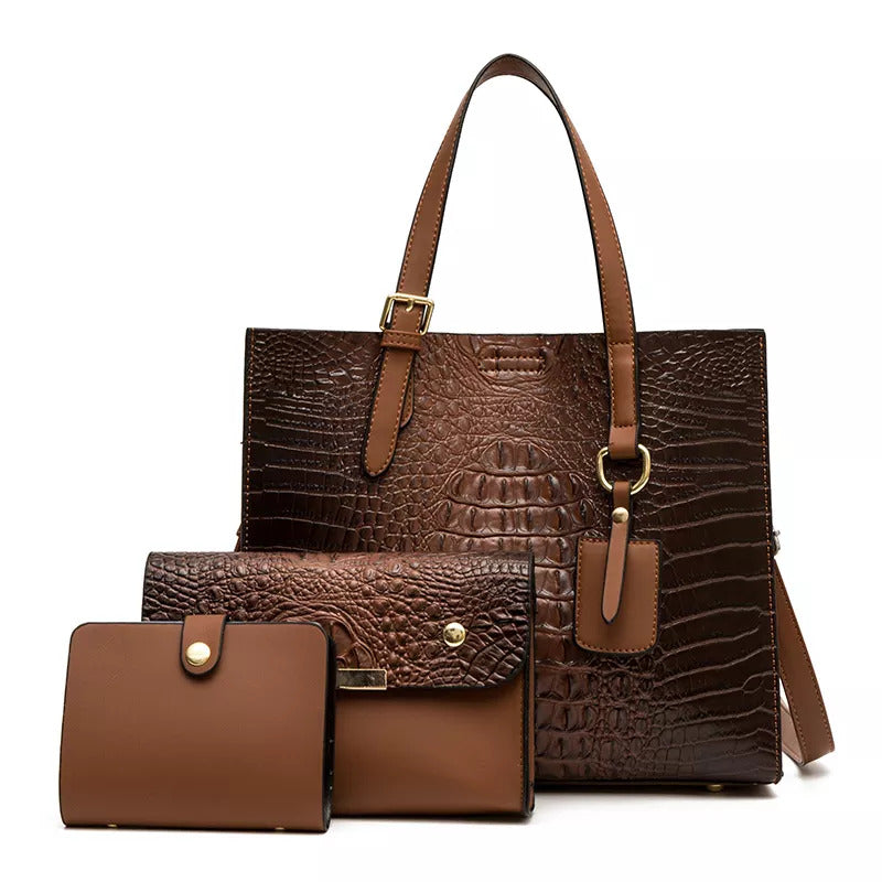 Savoy Active - Lena Womens Handle Bag (3 Piece Set) - Brown - 1 COLOR -