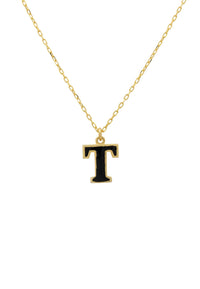 Thumbnail for Initial Enamel Necklace Gold T -