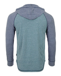 Thumbnail for Men's Long Sleeve Henley Raglan Hoodie With Kangaroo Pocket - 1 COLOR -