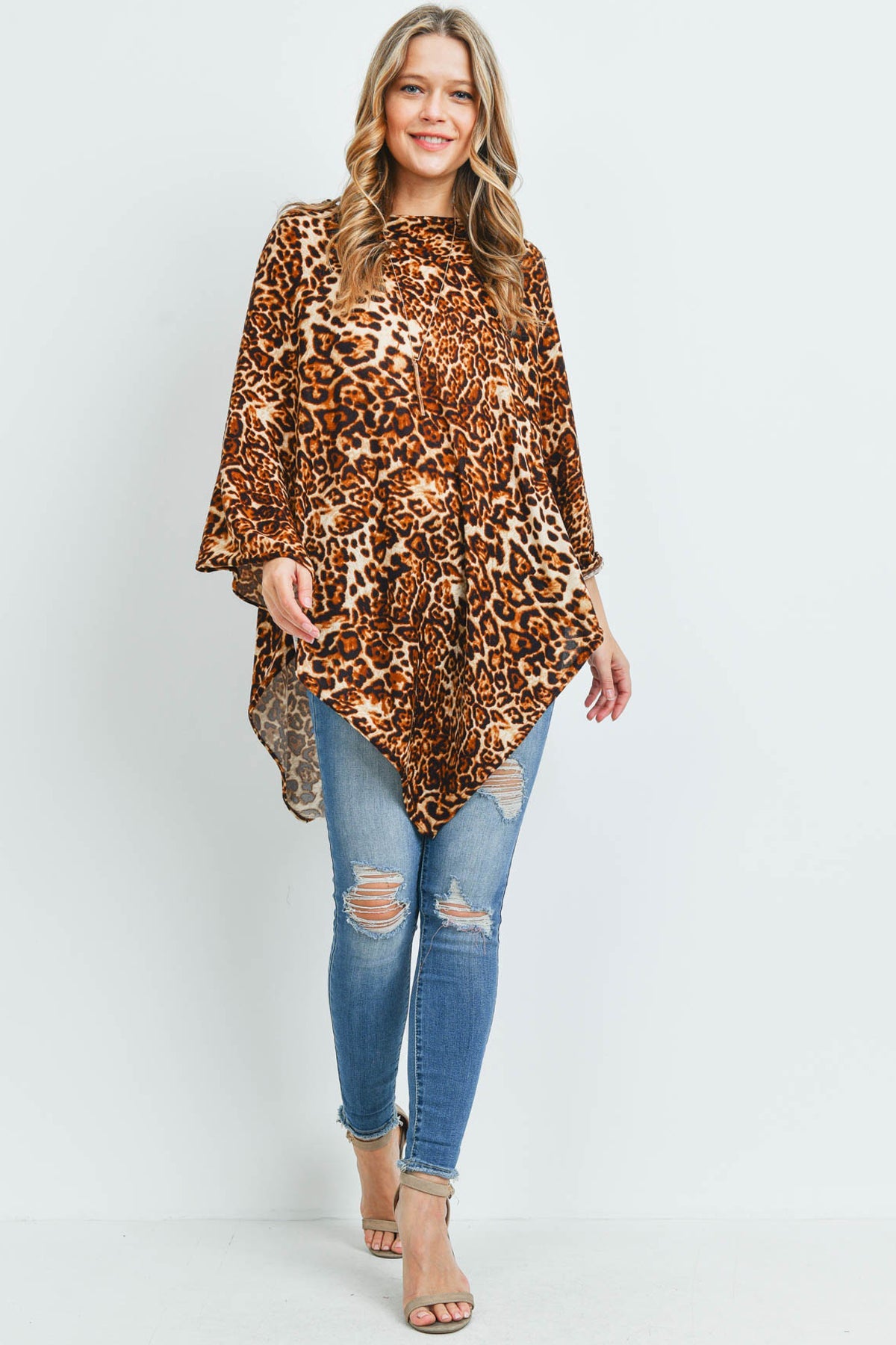 Riah Fashion - All Year Round Leopard Poncho - 3 COLORS -