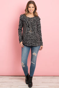 Thumbnail for Riah Fashion - Brushed Hacci Leopard V-Shaped Ruffle Detail Top - 3 COLORS -