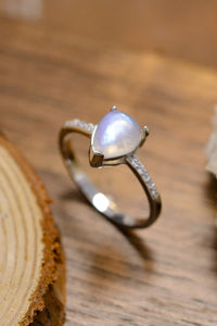 Thumbnail for Natural Moonstone Teardrop Side Stone Ring - T - SIZES 6 THRU 9 -