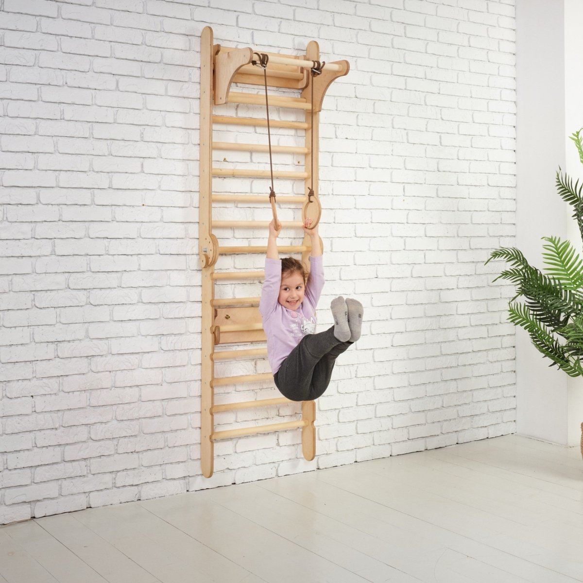 Wooden Swedish Wall / Climbing Ladder for Children + Swing Set