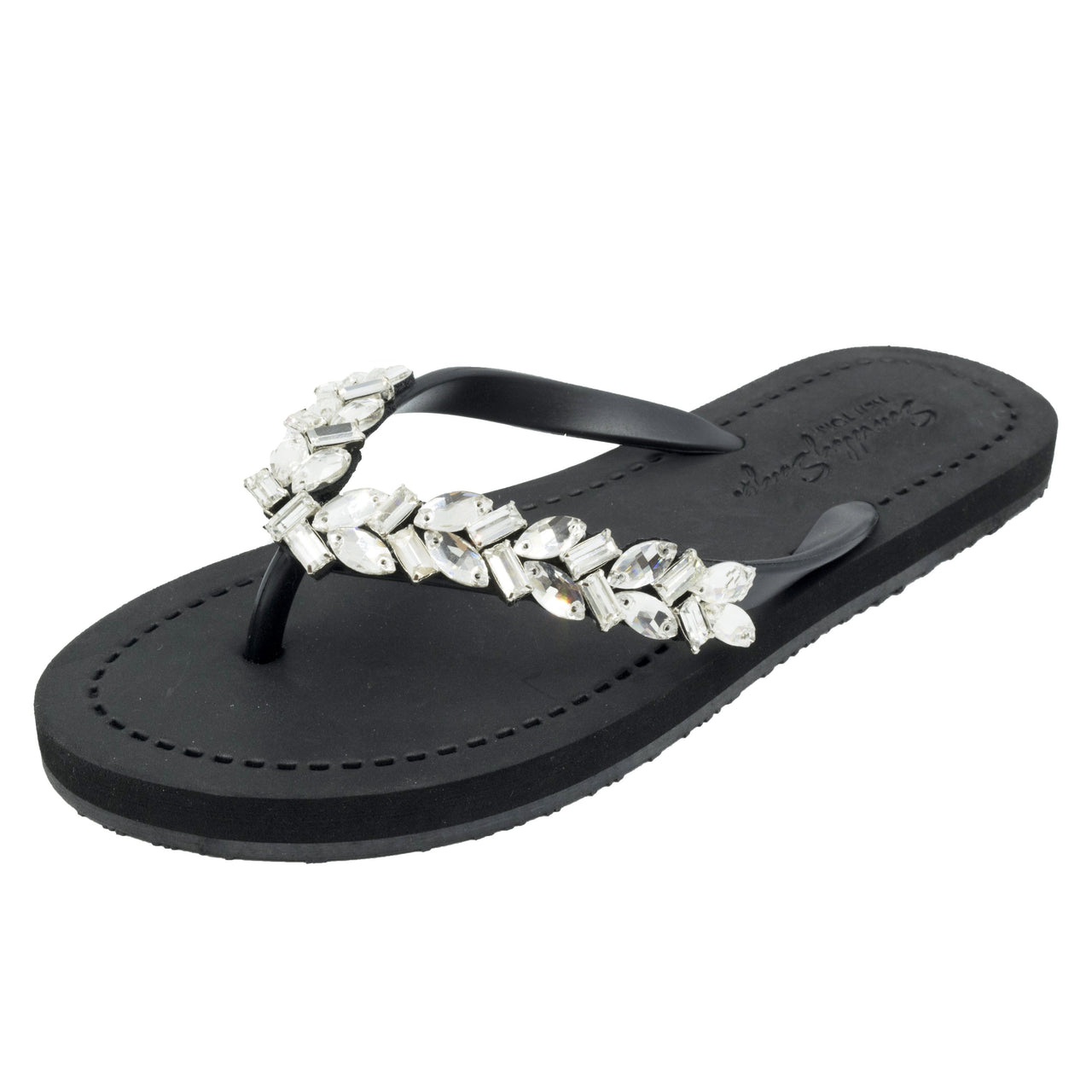 SAND BY SAYA N.Y. - Greenwich - Rhinestone Flat Flip Flops Sandals - 4 COLORS -