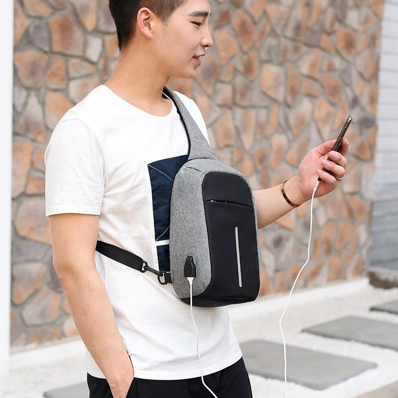 External USB Charging & Ear bud securing Incline Shoulder Bag - 3 COLORS -