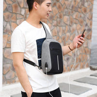 Thumbnail for External USB Charging & Ear bud securing Incline Shoulder Bag - 3 COLORS -