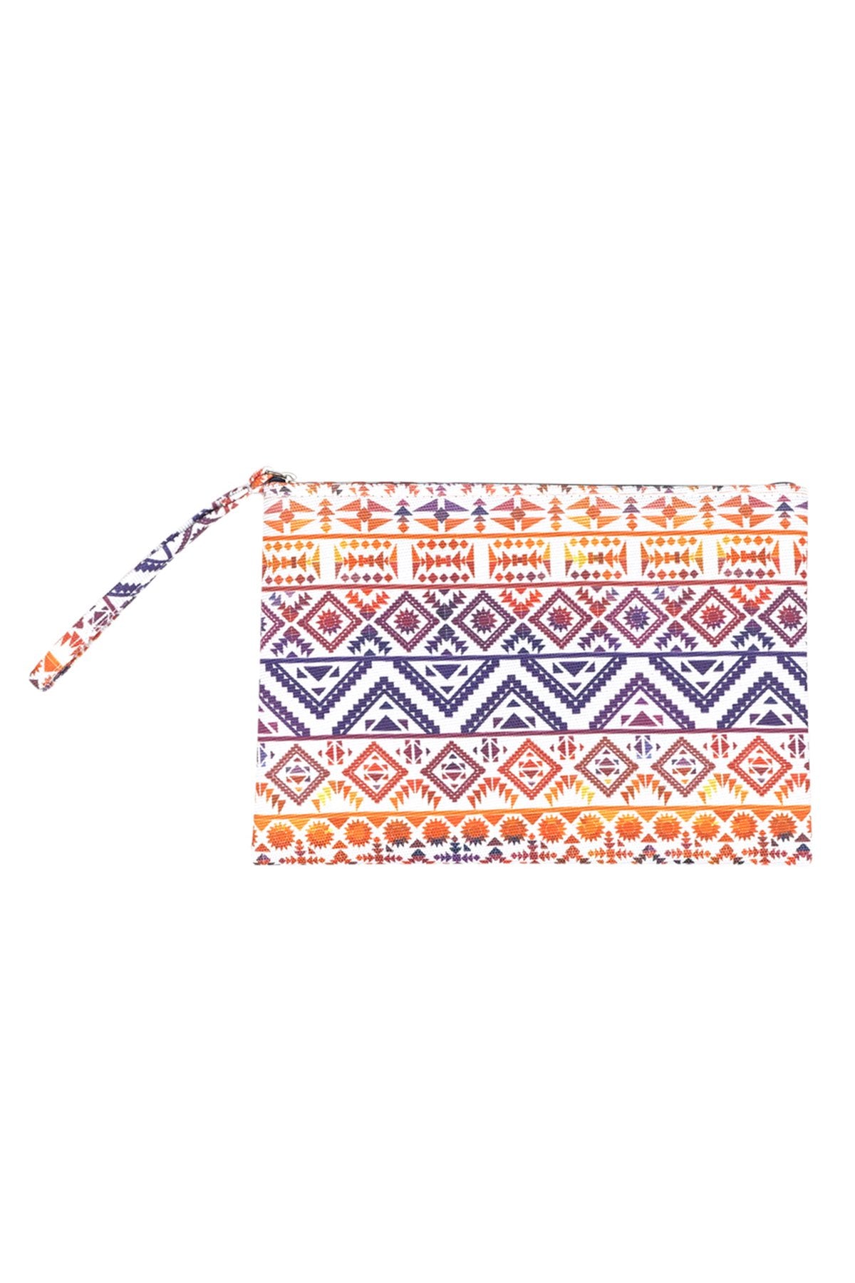 Riah Fashion - Navy Red Colorful Tribal Pouch - 1 COLOR -