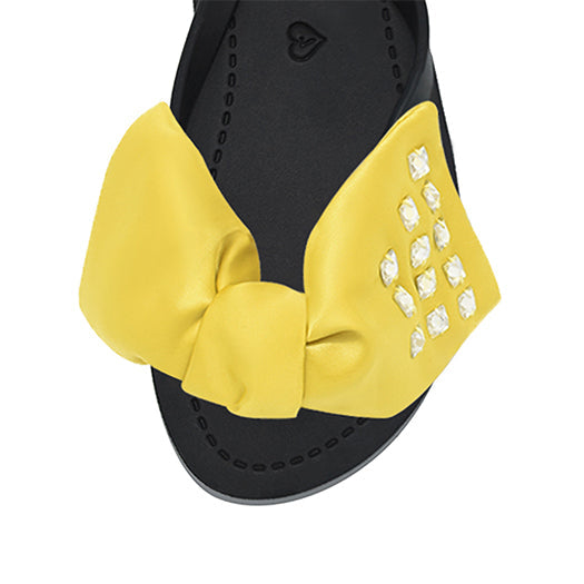 SAND BY SAYA N.Y. - Kent-Silk Satin Yellow Bow - Flat Flip Flops Sandals - 5 COLORS -