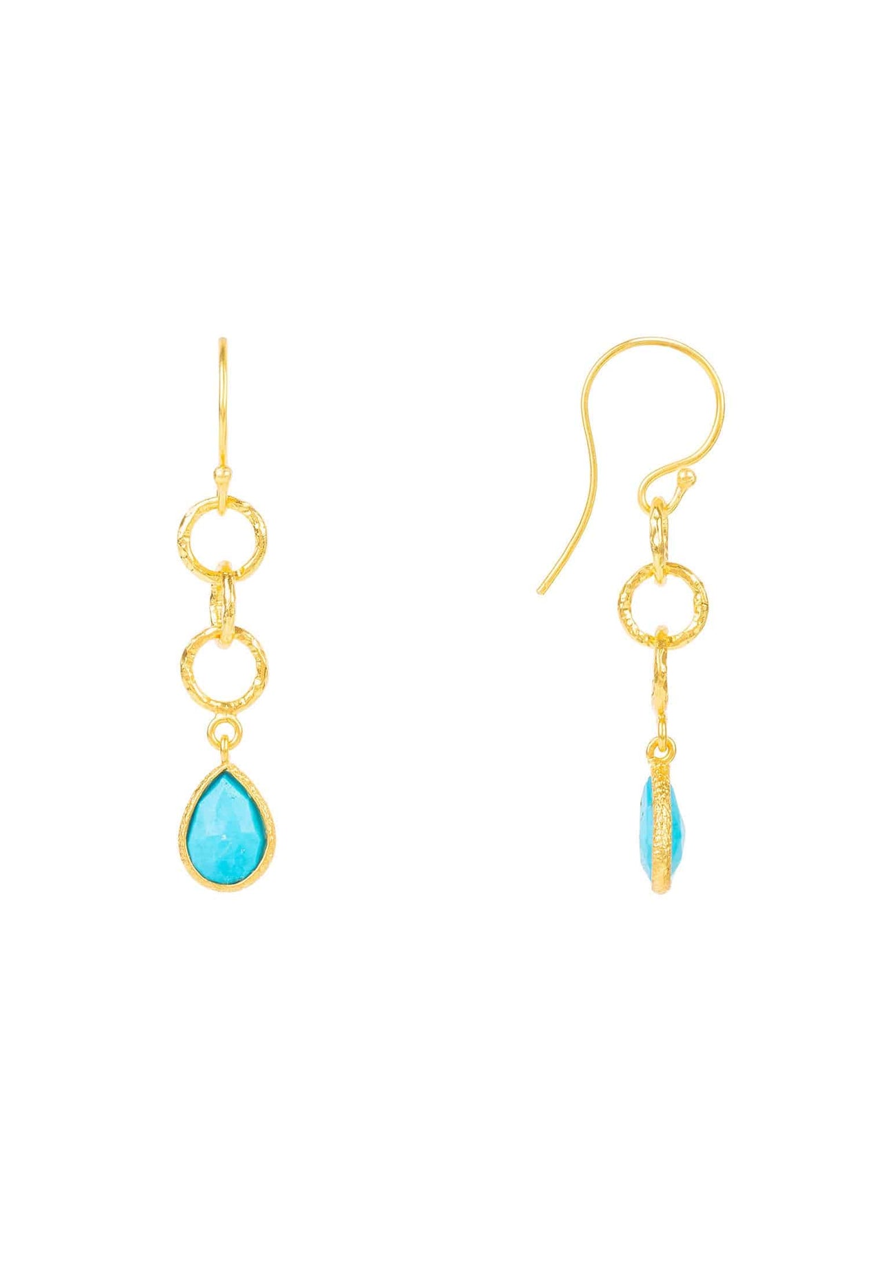 LATELITA - Linked Gemstone Drop Earrings Gold Turquoise -