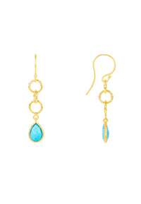 Thumbnail for LATELITA - Linked Gemstone Drop Earrings Gold Turquoise -