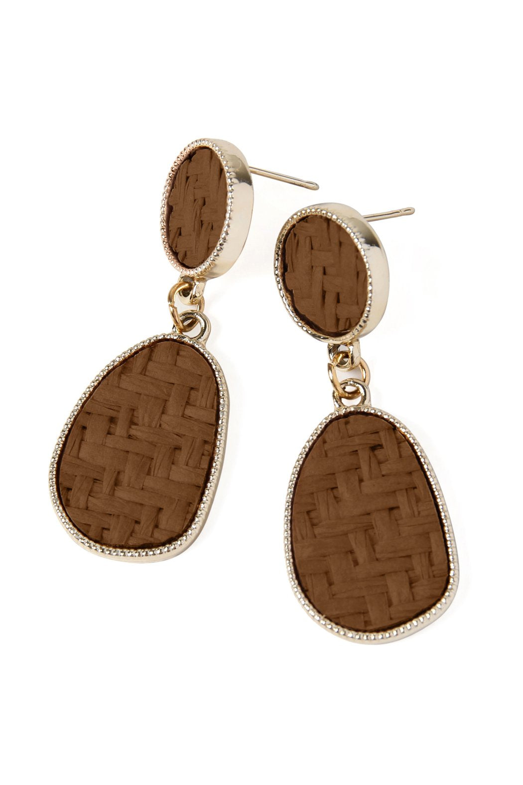 Woven Straw Dangle Drop Earrings - 3 COLORS -