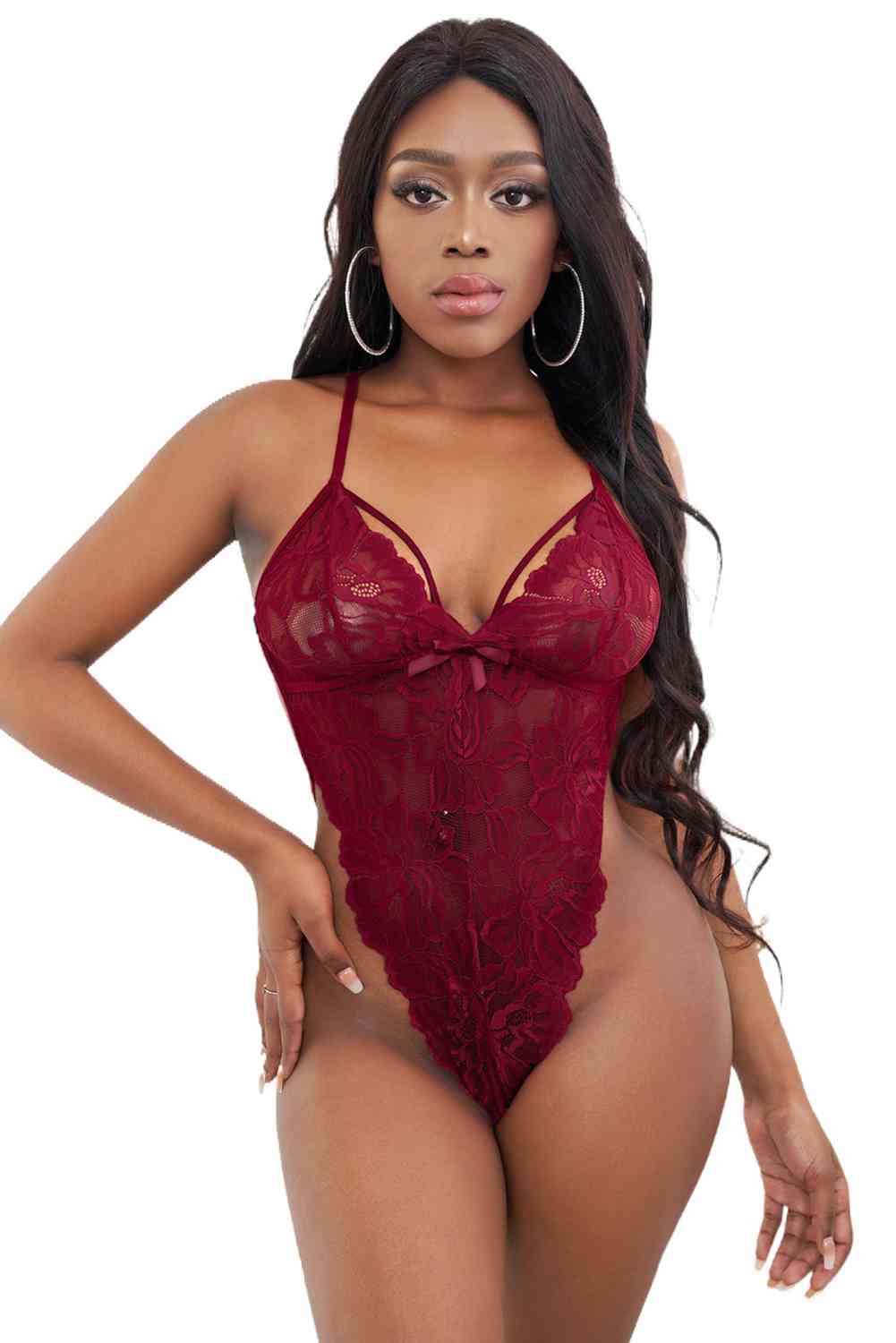 Crisscross Lace Backless Teddy Lingerie - 1 PC. -T - 2 COLORS -