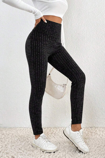 Ribbed High Waist Leggings - T - 2 COLORS -