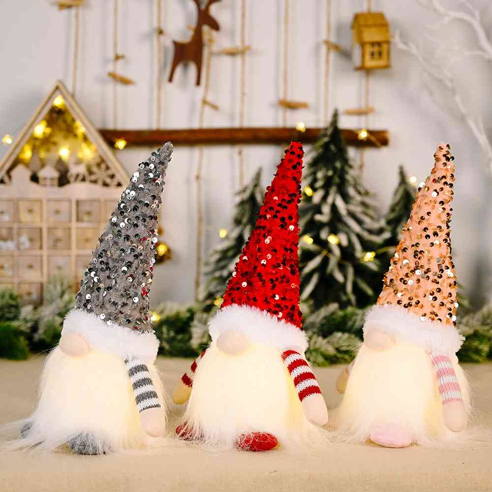 Sequin Light-Up Christmas Gnomes - 11.8" - [5-10 DAY DELIVERY] - T - 3 COLORS / 1 SIZE -