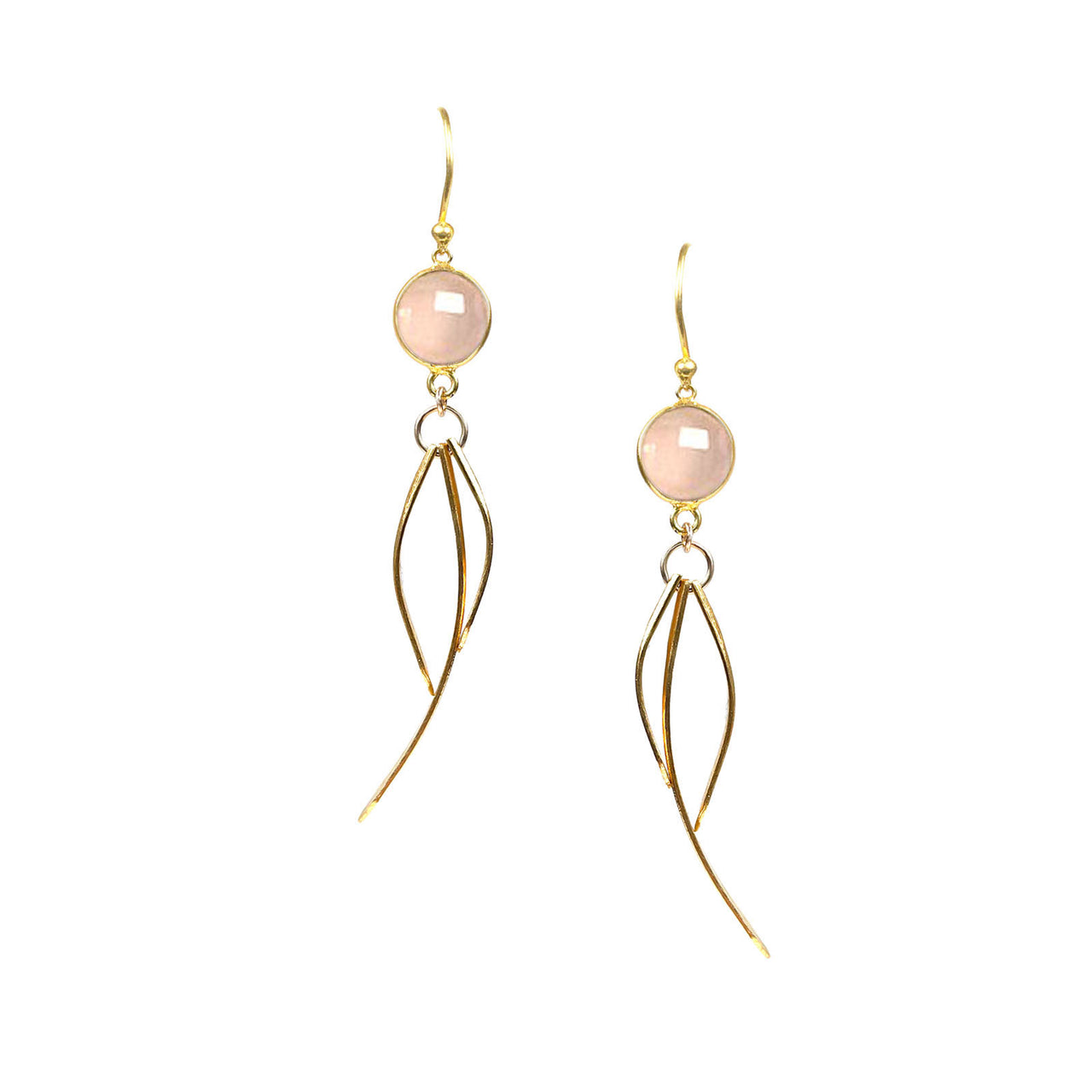 Gena Myint - Rose Quartz Dangle Earrings -