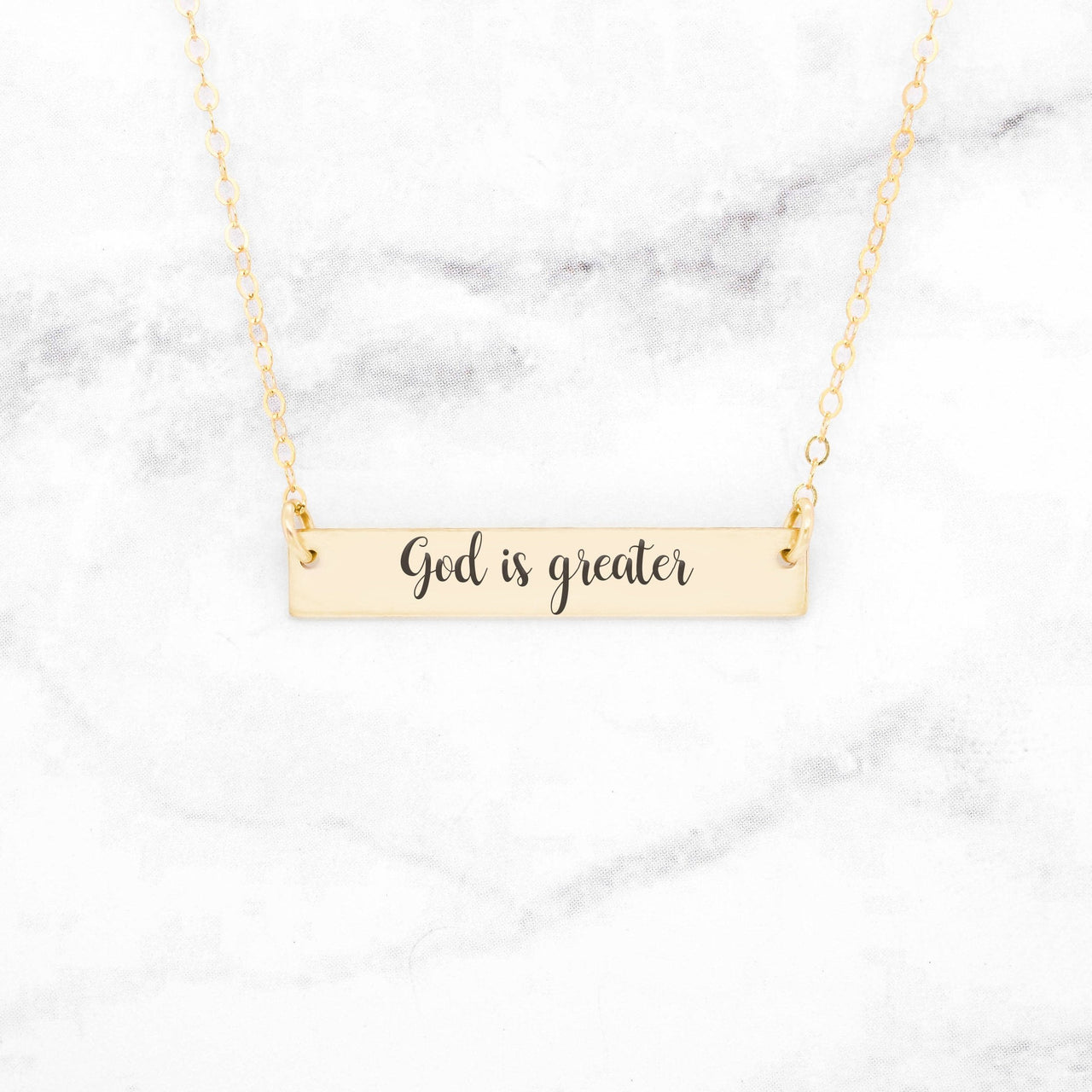 God Is Greater Necklace - Rose Gold Bar Necklace -