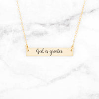 Thumbnail for God Is Greater Necklace - Gold Bar Necklace -