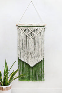 Thumbnail for Contrast Fringe Handmade Macrame Wall Hanging - 15.7