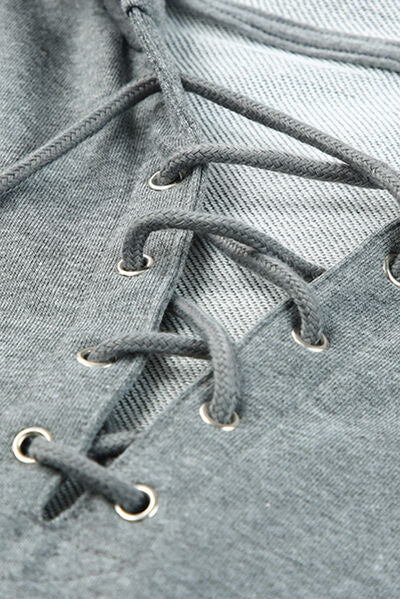 Lace-Up Dropped Shoulder Hoodie - T - 8 COLORS -