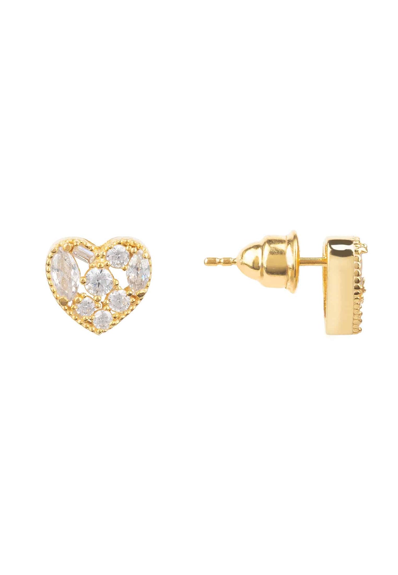 LATELITA - Heart Sparkling Stud Earrings Gold -