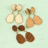 Thumbnail for Woven Straw Dangle Drop Earrings - 3 COLORS -