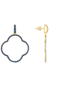 Thumbnail for LATELITA - Open Clover Large Drop Earrings Gold Sapphire Blue Cz -