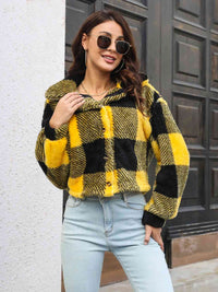 Thumbnail for Plaid Dropped Shoulder Buttoned Jacket - T - 4 COLORS -