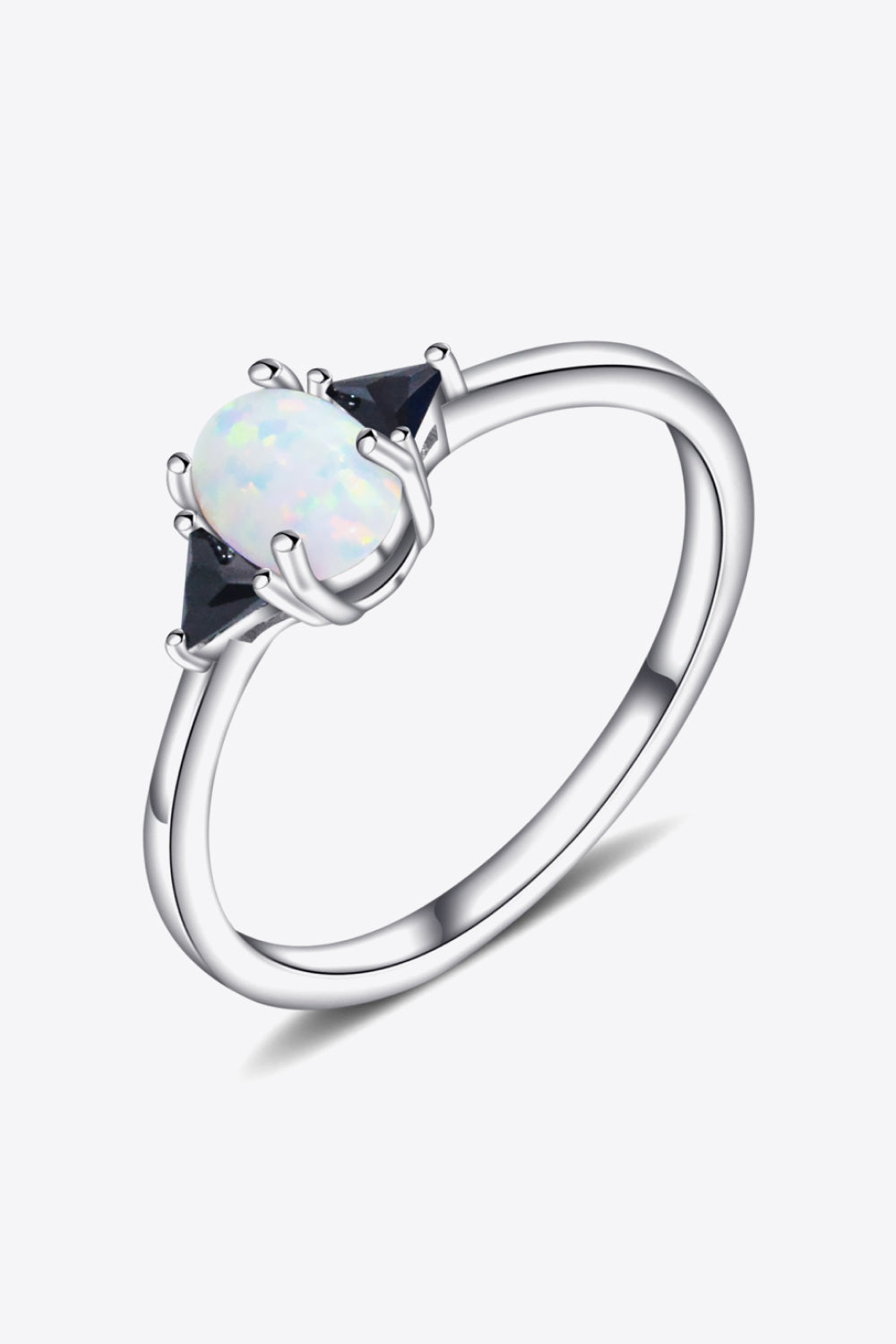 Contrast 925 Sterling Silver Opal Ring - T - SIZES 6 THRU 9 - 4 COLORS -