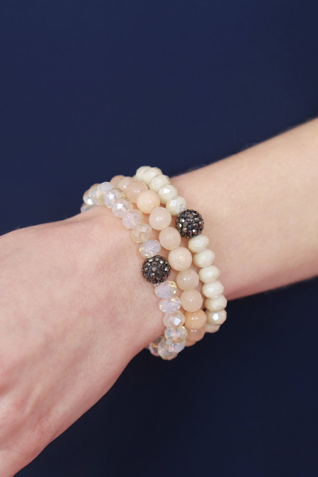 Glass and Natural Stone Bracelet Set - 9 COLORS -