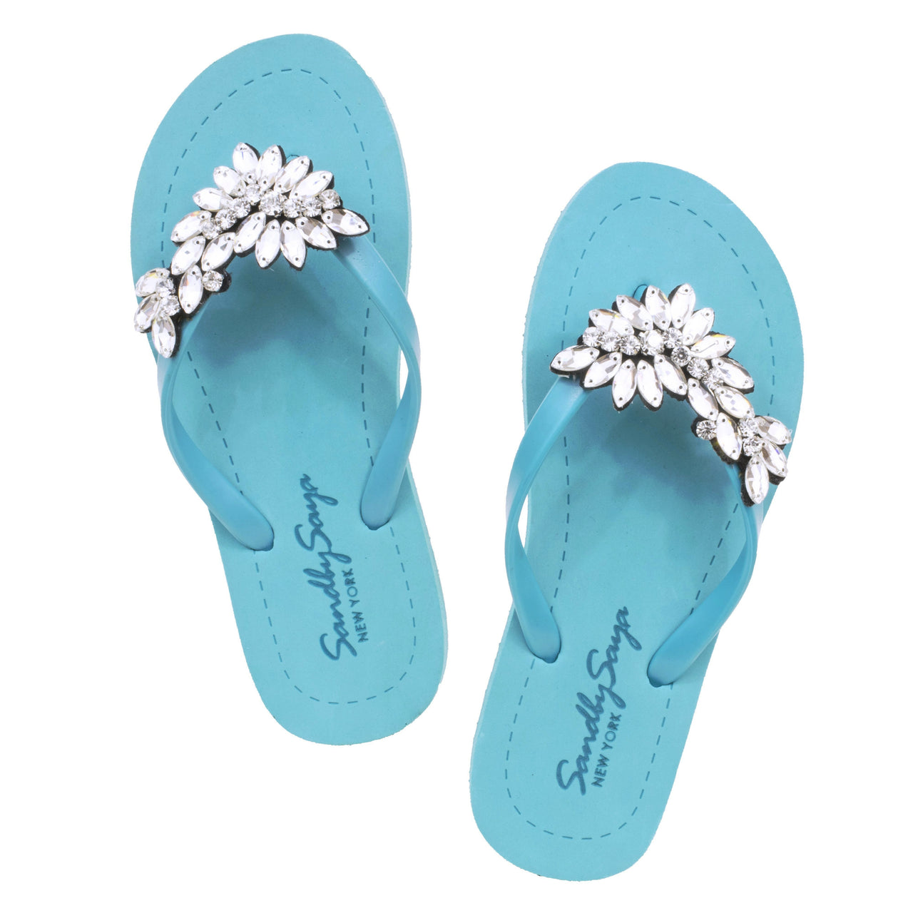 SAND BY SAYA N.Y. - Manhattan Crystal - Rhinestone Flat Flip Flops Sandal - 5 COLORS -