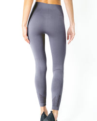 Thumbnail for Savoy - Mesh Seamless Legging With Ribbing Detail - Grey Purple - 1 COLOR -