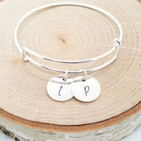 Thumbnail for Personalized Gold Bangle - Custom Initial Bracelet -