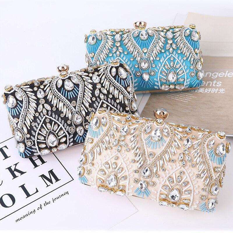 Sharon Tatem - Clutch Handbag Luxury Diamond Rhinestone Clutch Bags - Exquisite Clutches Pearls Beaded Chain Handbags Wedding Purse - 3 (1) SIDE COLORS -