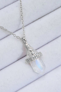 Thumbnail for 925 Sterling Silver Moonstone Pendant Necklace - T - 2 FINISHES -