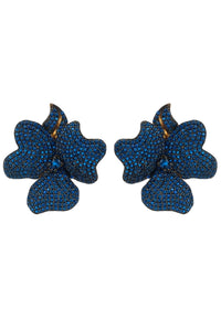 Thumbnail for LATELITA - Flower Large Stud Earrings Gold Sapphire Blue -