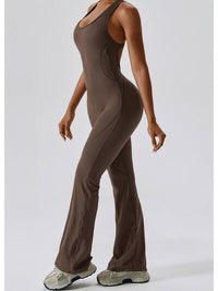 Thumbnail for Cutout Wide Strap Bootcut Active Jumpsuit - T - 5 COLORS -