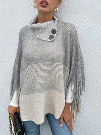 Thumbnail for Color Block Fringed Sweater - T - 1 COLOR -