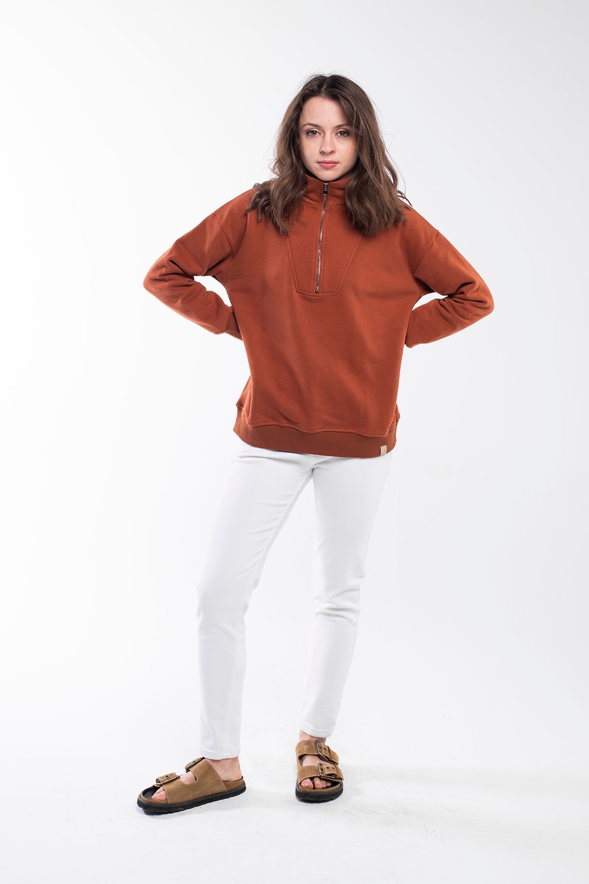 Zipped Neck Sweatshirt - 5 COLORS -