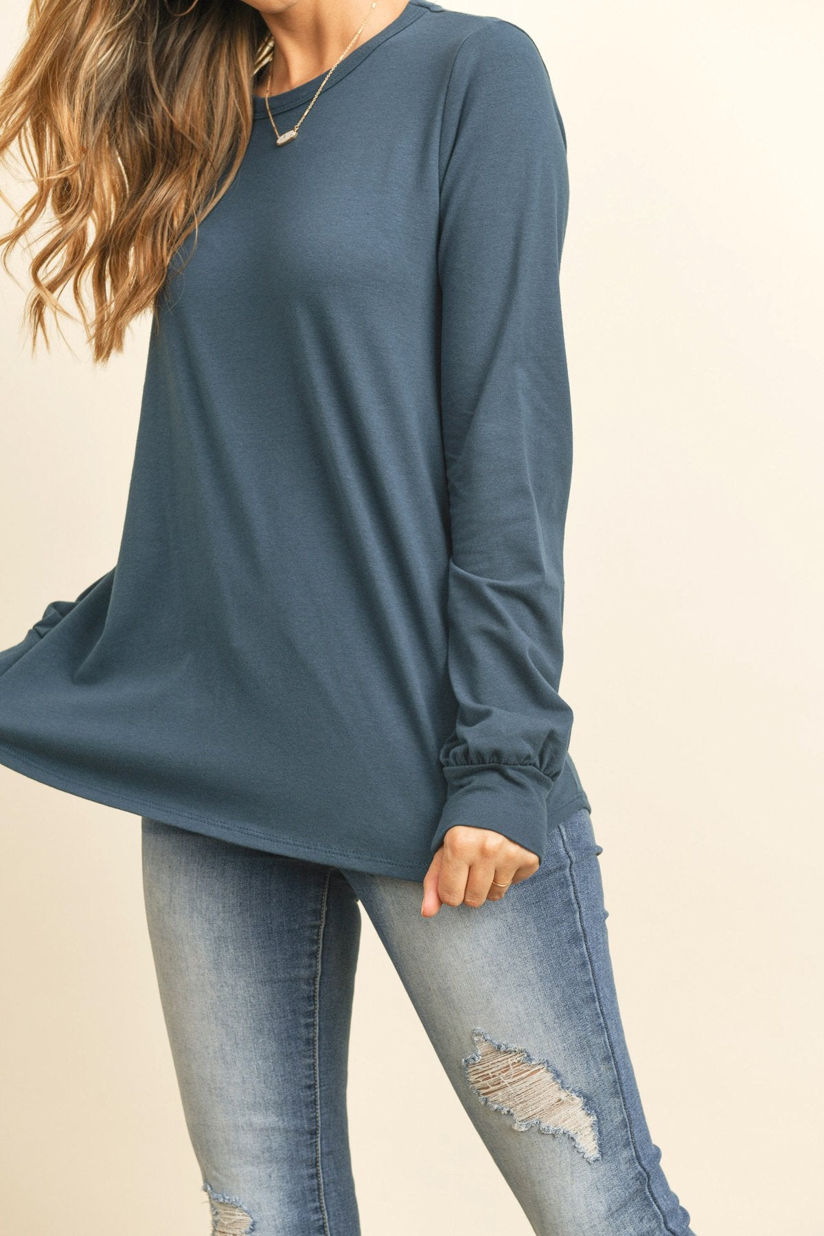 Riah Fashion - Long Sleeve Round Neck Solid Top - 17 COLORS -