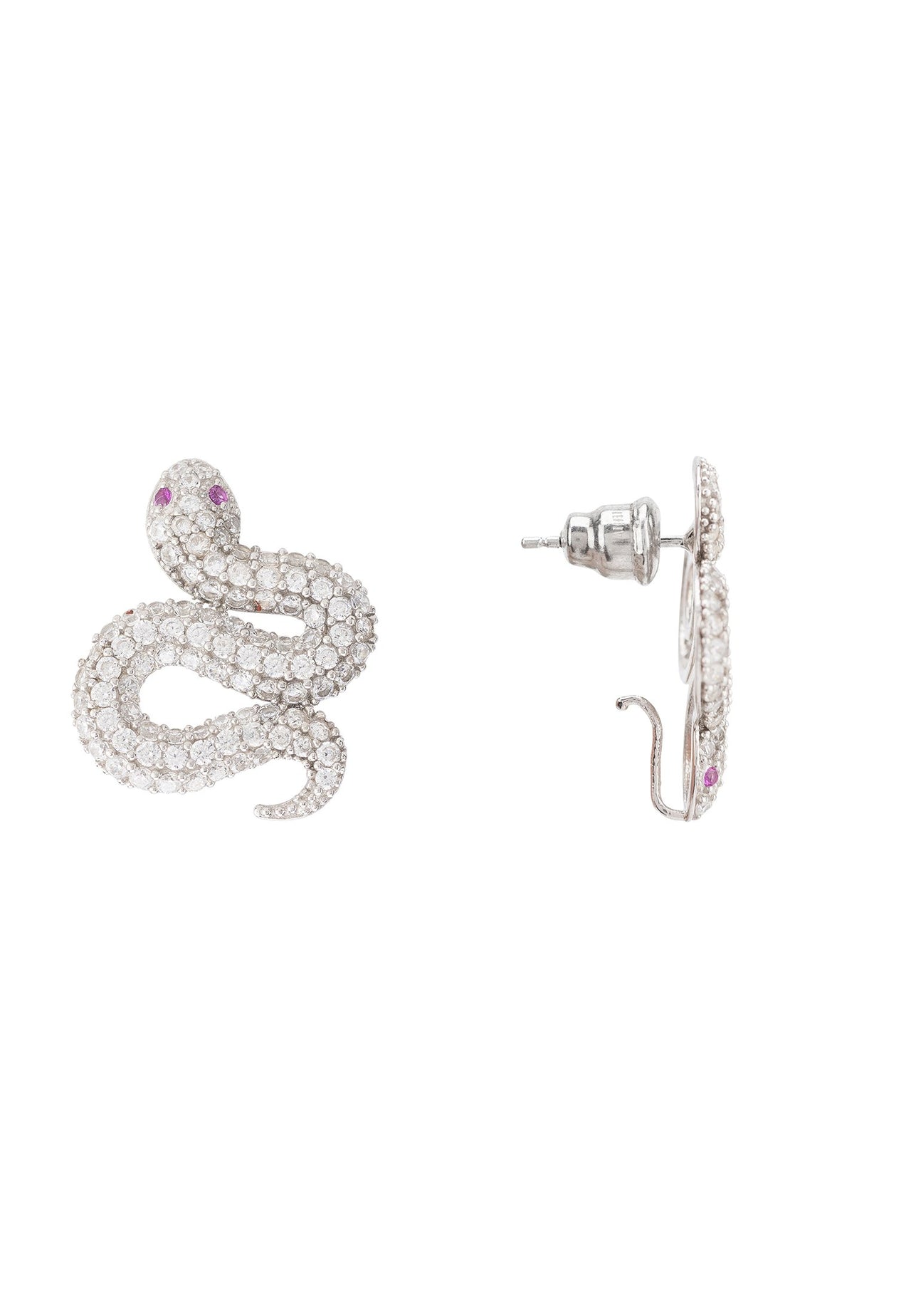 LATELITA - Snake Coiled Serpent Stud Earrings Silver -