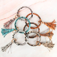 Thumbnail for Snake Skin Printed Tassel Key Ring Bracelet - 7 COLORS -