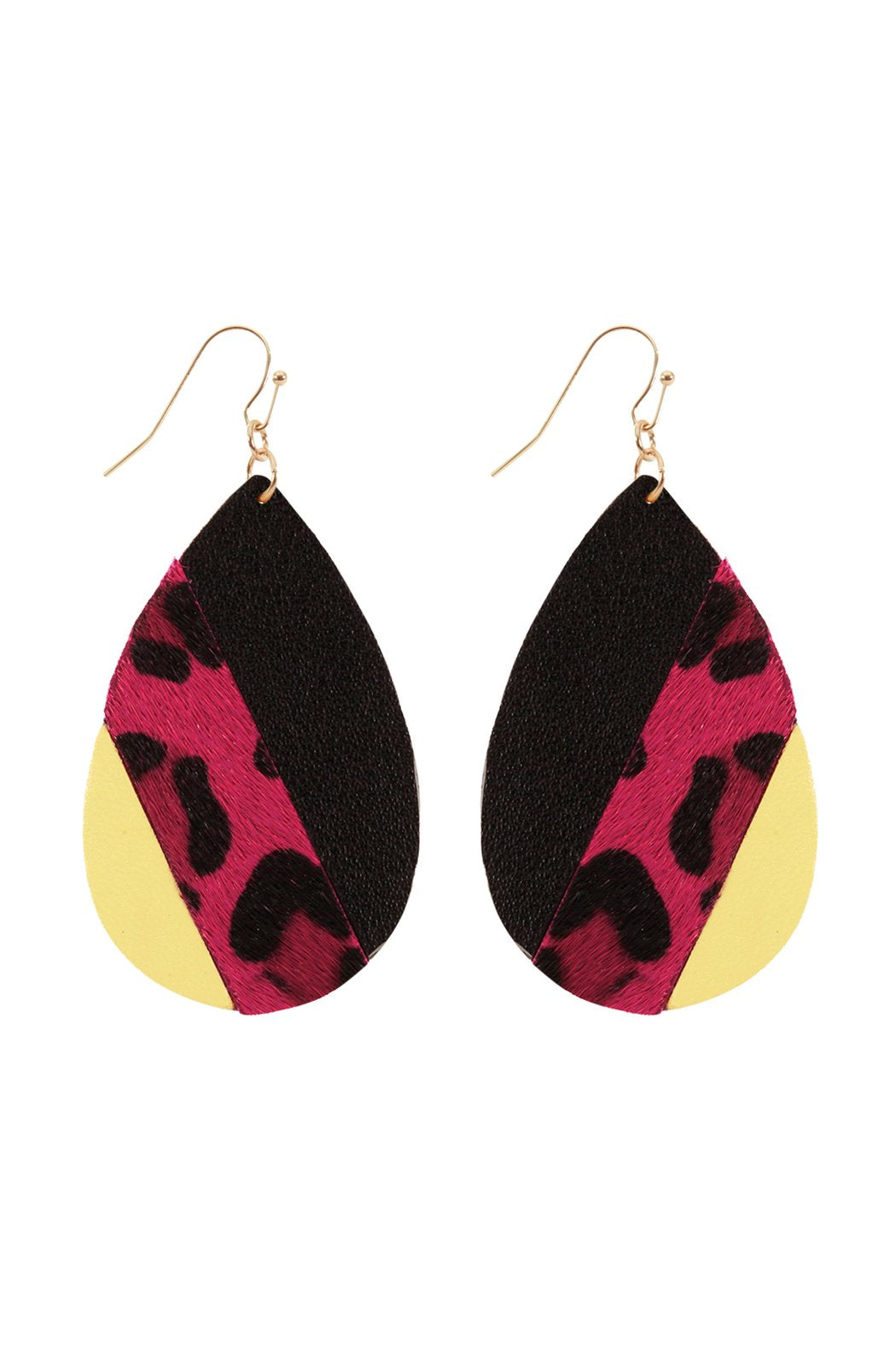 Riah Fashion - Leather Multi Fish Hook Teardrop Earrings - 7 COLORS -