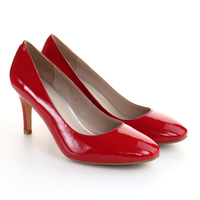 Thumbnail for Patent Leather 8cm Pin Heel Round Toe Pumps-Red