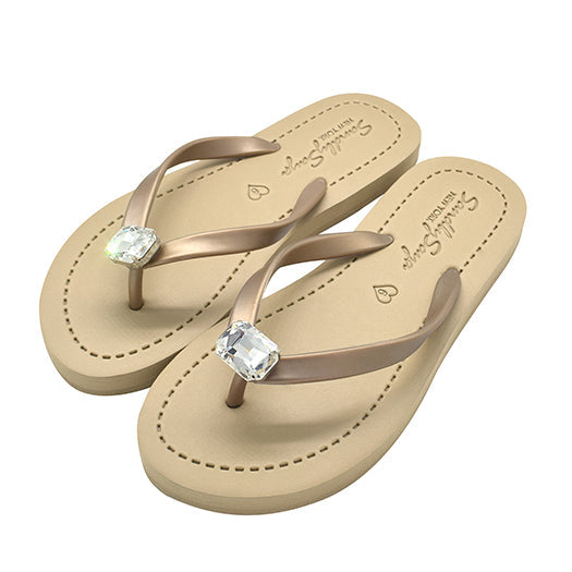 SAND BY SAYA N.Y. - Rectangle Studs - Crystal Flat Flip Flops Sandal - 4 COLORS -