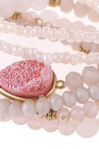 Thumbnail for Teardrop Druzy Mixed Beads Bracelet - 8 COLORS -