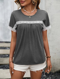 Thumbnail for Contrast Round Neck Short Sleeve Tee - T - 3 COLORS -