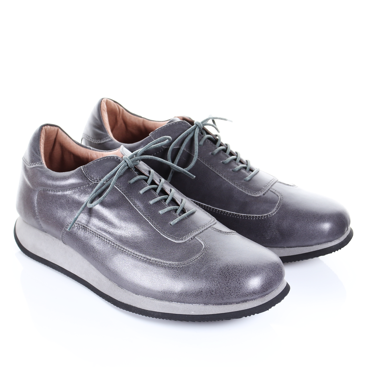 Produit Parfait - Men's Style Lace Up Leather Casual Shoes (Grey) - SIZES 7 THRU 10.5 - 1 COLOR -